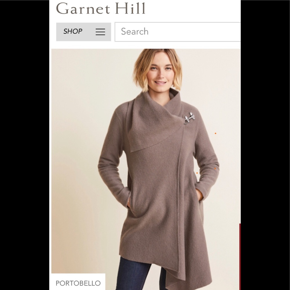 Garnet Hill Boiled Wool Asymmetrical sweater/coat in Portobello